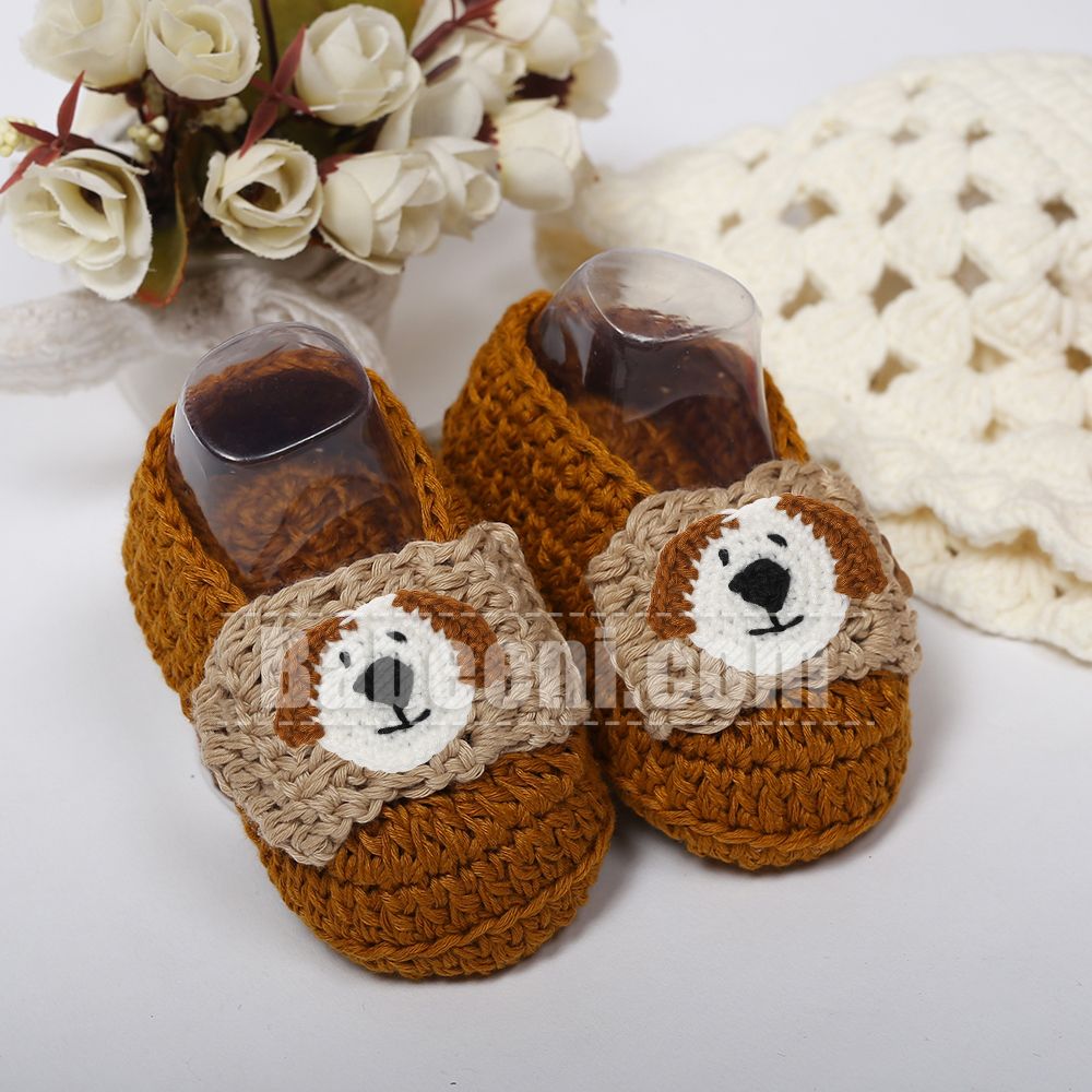 Brown Dog Crochet Shoes for Little Baby- CAS 18
